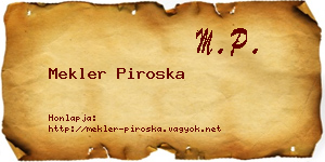 Mekler Piroska névjegykártya
